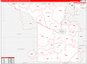 Mankato-North Mankato Metro Area Wall Map Red Line Style